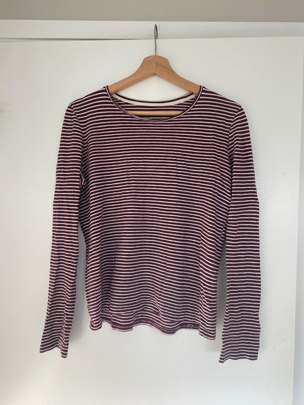 Everlane - Striped Longsleeve Top - Size Medium - Burgundy/White - Picture 6 of 6